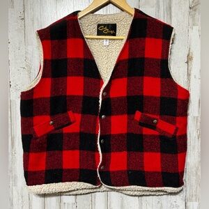 Vintage Cal Craft Red Plaid Vest Large
